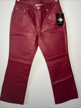 Newport News Jeanology collection 100% leather red bootcut pants